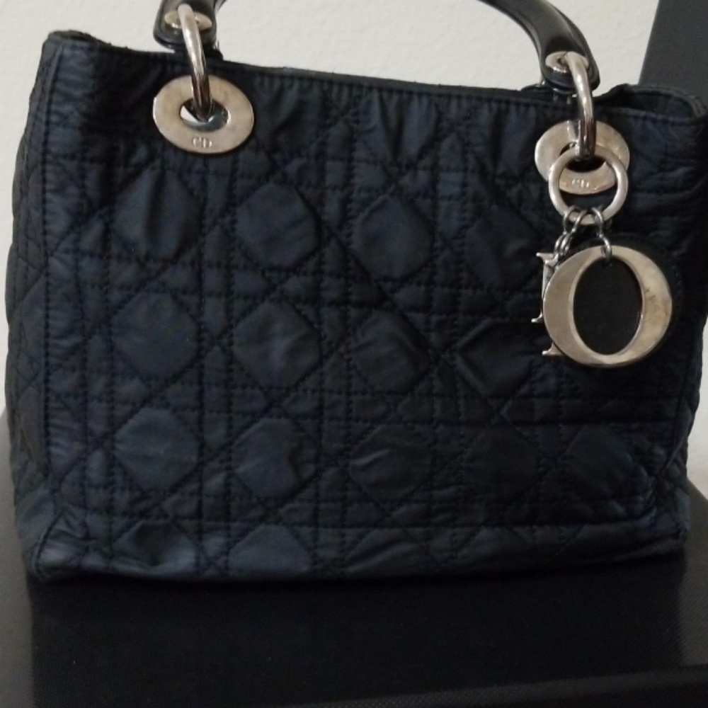 Dior lady bag. Quilted fabric, classic. As is.